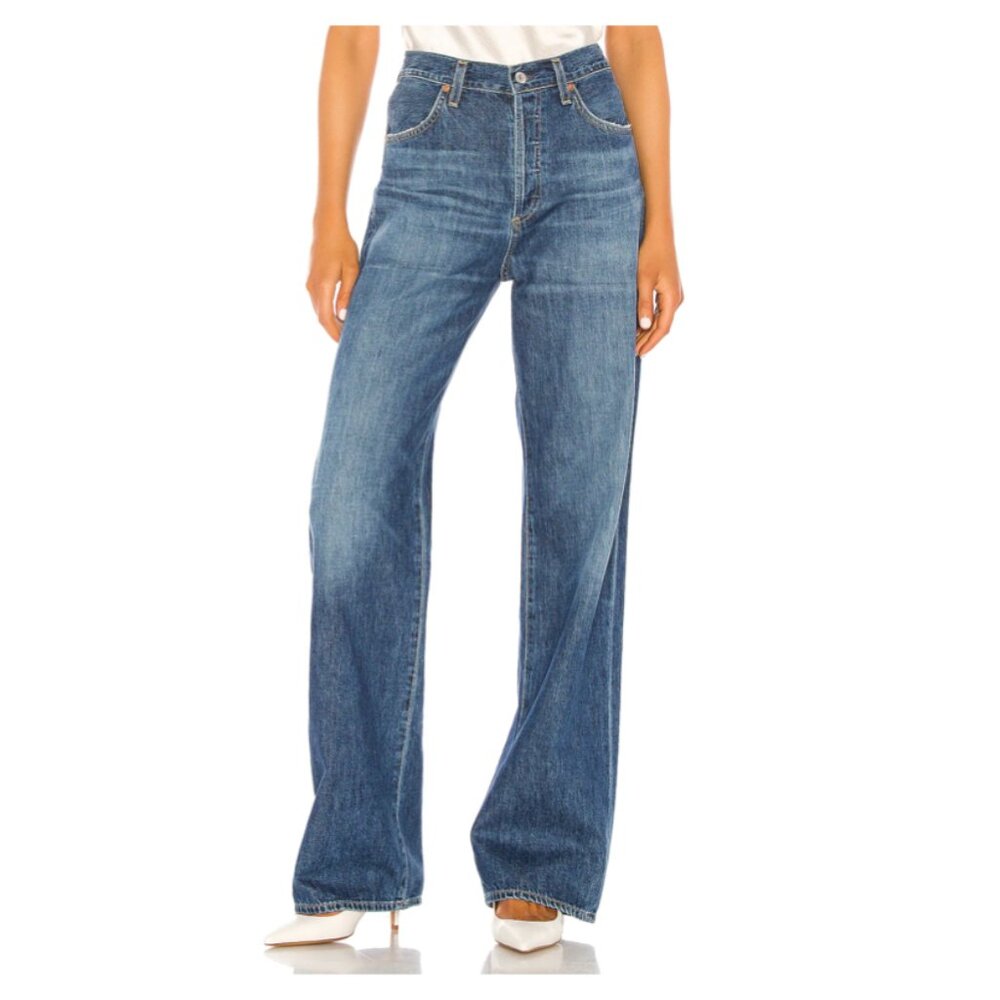 Citizens Of Humanity Medium Blue High-Rise Wide Leg Jeans Annina